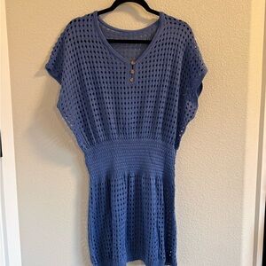 Blue Knit Swimsuit Coverup